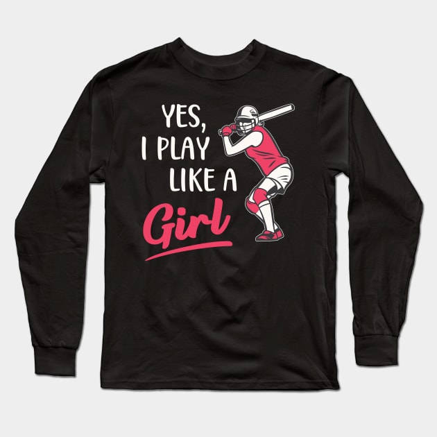 Female Baseball Player Girl Long Sleeve T-Shirt by Foxxy Merch